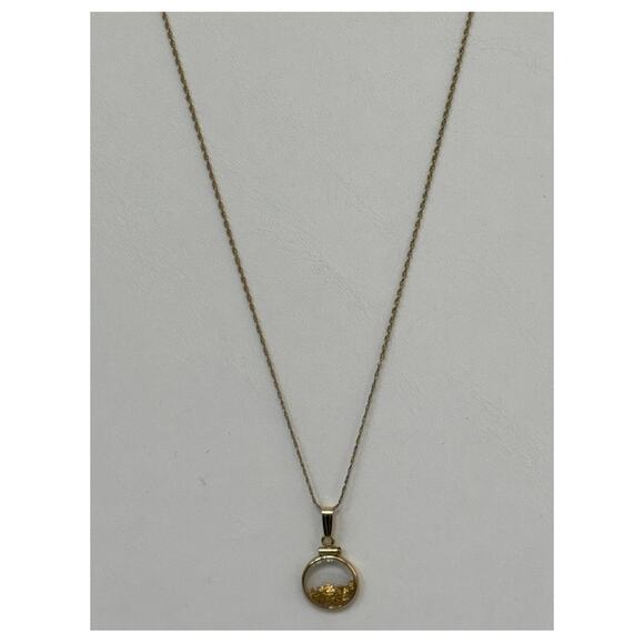 14K Yellow Gold Coin Bezel Gold Nugget Pendant Locket 18" #64579 - Picture 1 of 9